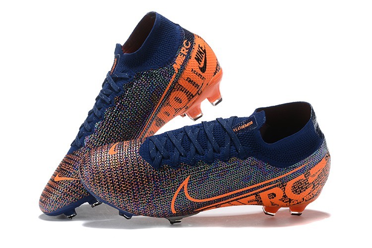 blue and orange soccer cleats