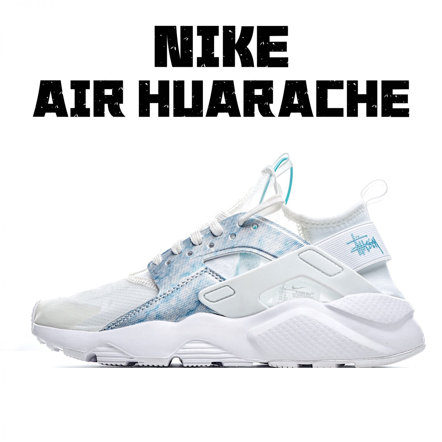 nike huarache blue and white