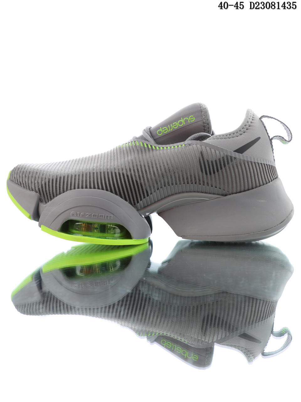 gray and green nike shoes
