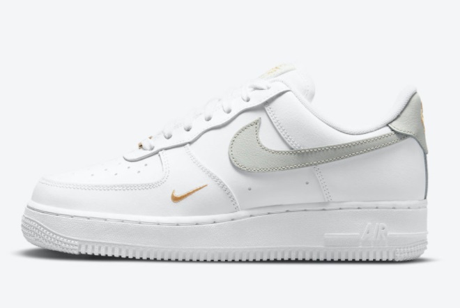 Nike Air Force 1 Low Mini Swoosh Gray/White/Gray Gold For Sale CZ0270-106