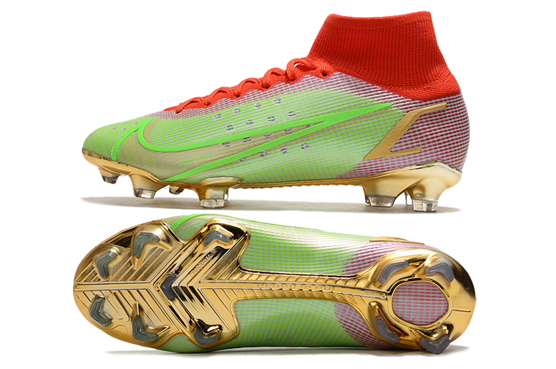 New Nike Superfly 8 Elite FG green and red high-top waterproof football ...